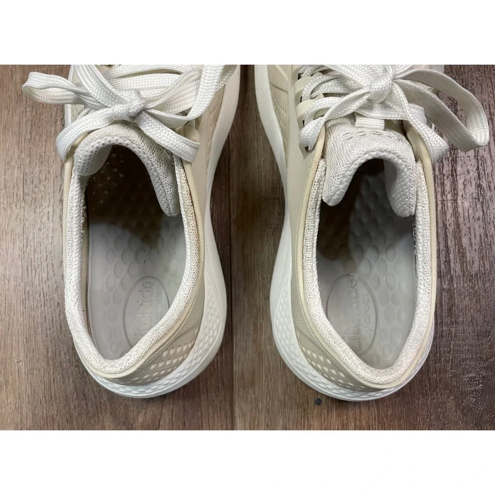 Crocs LiteRide Pacer Womens Shoes Size 7 Beige Beige/White Sneakers 205234